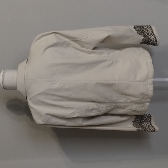 Christopher & Banks blazer jacket large brown embroidered stitching cream large - Picture 5 of 10